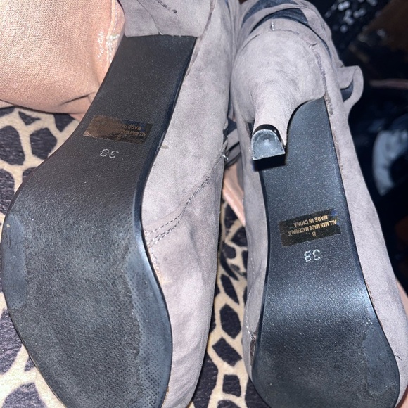 Taupe Colored Suede-like High Heel Booties - Picture 5 of 14